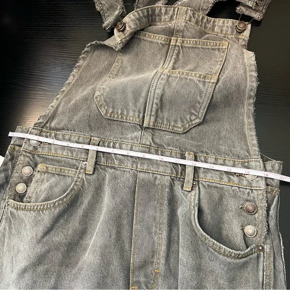 NWT Free People Gray Wide-Leg Denim Overalls - Picture 11 of 13